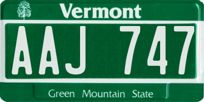 VT license plate AAJ747