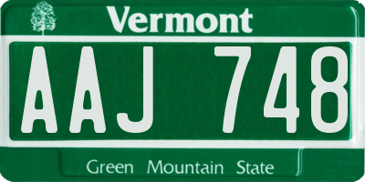 VT license plate AAJ748