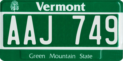 VT license plate AAJ749