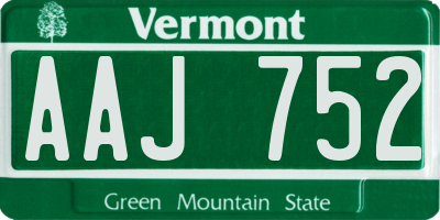 VT license plate AAJ752