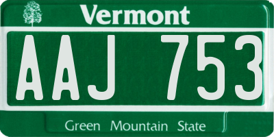 VT license plate AAJ753