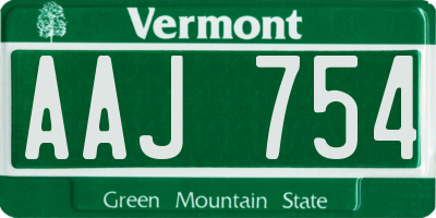 VT license plate AAJ754