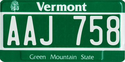 VT license plate AAJ758