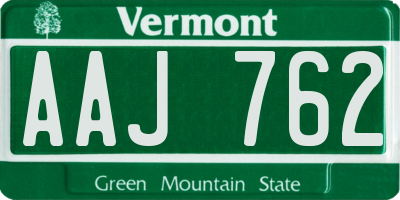 VT license plate AAJ762