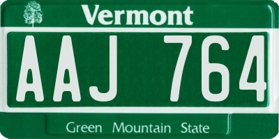 VT license plate AAJ764