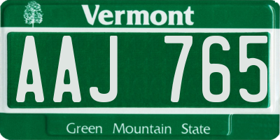 VT license plate AAJ765