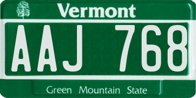 VT license plate AAJ768