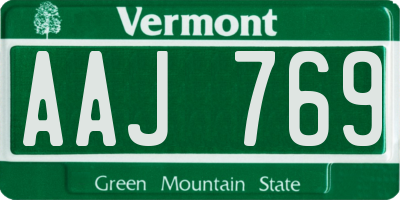 VT license plate AAJ769