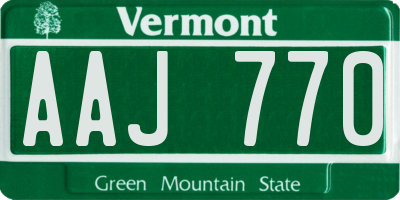 VT license plate AAJ770