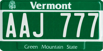 VT license plate AAJ777