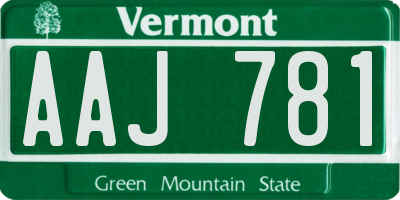 VT license plate AAJ781