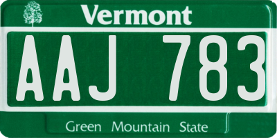 VT license plate AAJ783