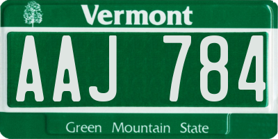 VT license plate AAJ784