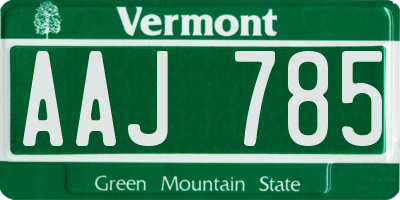 VT license plate AAJ785