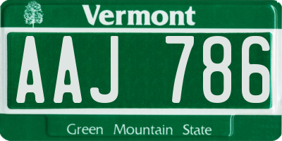 VT license plate AAJ786