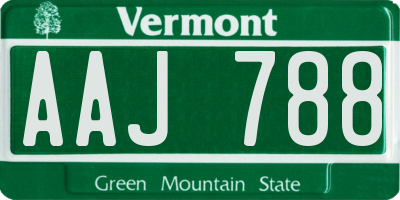 VT license plate AAJ788