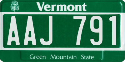 VT license plate AAJ791