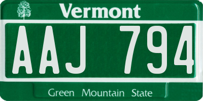 VT license plate AAJ794