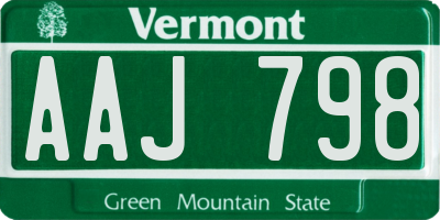 VT license plate AAJ798