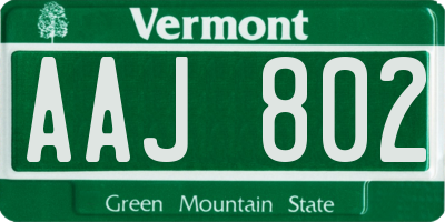 VT license plate AAJ802