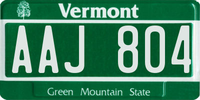 VT license plate AAJ804