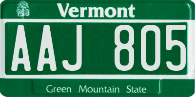 VT license plate AAJ805