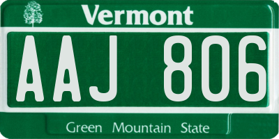 VT license plate AAJ806