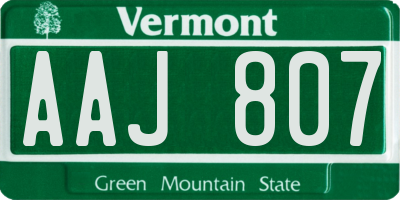 VT license plate AAJ807