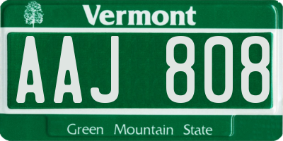 VT license plate AAJ808