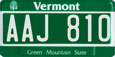 VT license plate AAJ810