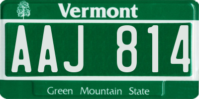 VT license plate AAJ814