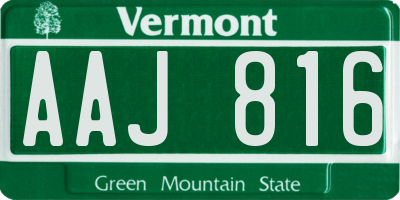 VT license plate AAJ816