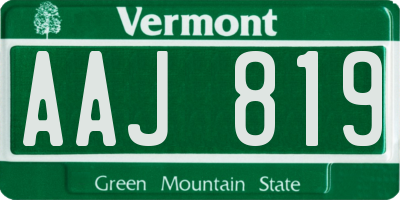 VT license plate AAJ819