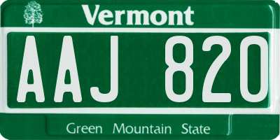 VT license plate AAJ820