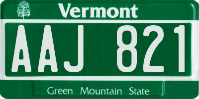 VT license plate AAJ821