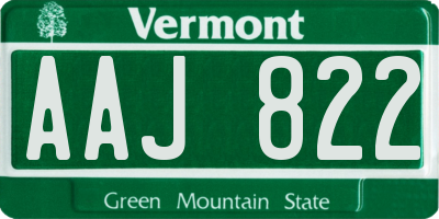 VT license plate AAJ822