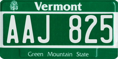 VT license plate AAJ825