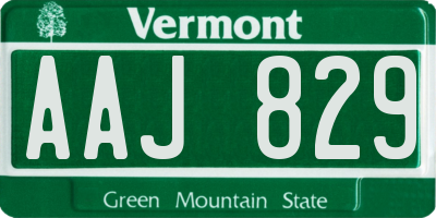 VT license plate AAJ829