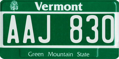 VT license plate AAJ830