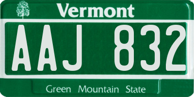 VT license plate AAJ832