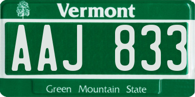 VT license plate AAJ833