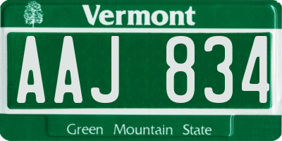 VT license plate AAJ834