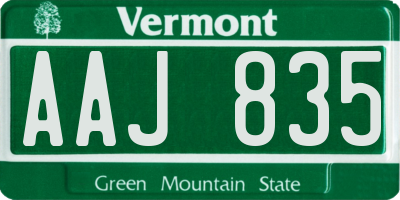 VT license plate AAJ835