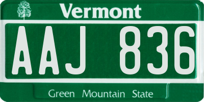 VT license plate AAJ836