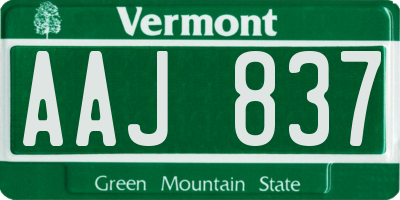 VT license plate AAJ837