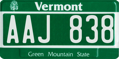 VT license plate AAJ838