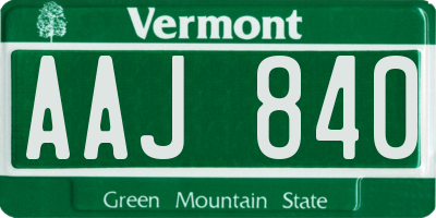 VT license plate AAJ840