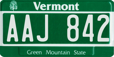 VT license plate AAJ842