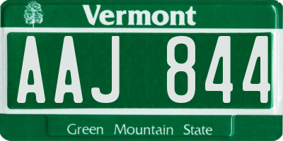 VT license plate AAJ844