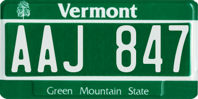 VT license plate AAJ847